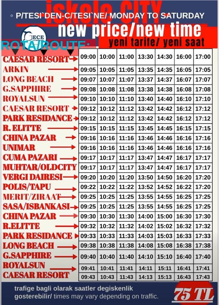 İskele Şehir Otobüs Saatleri